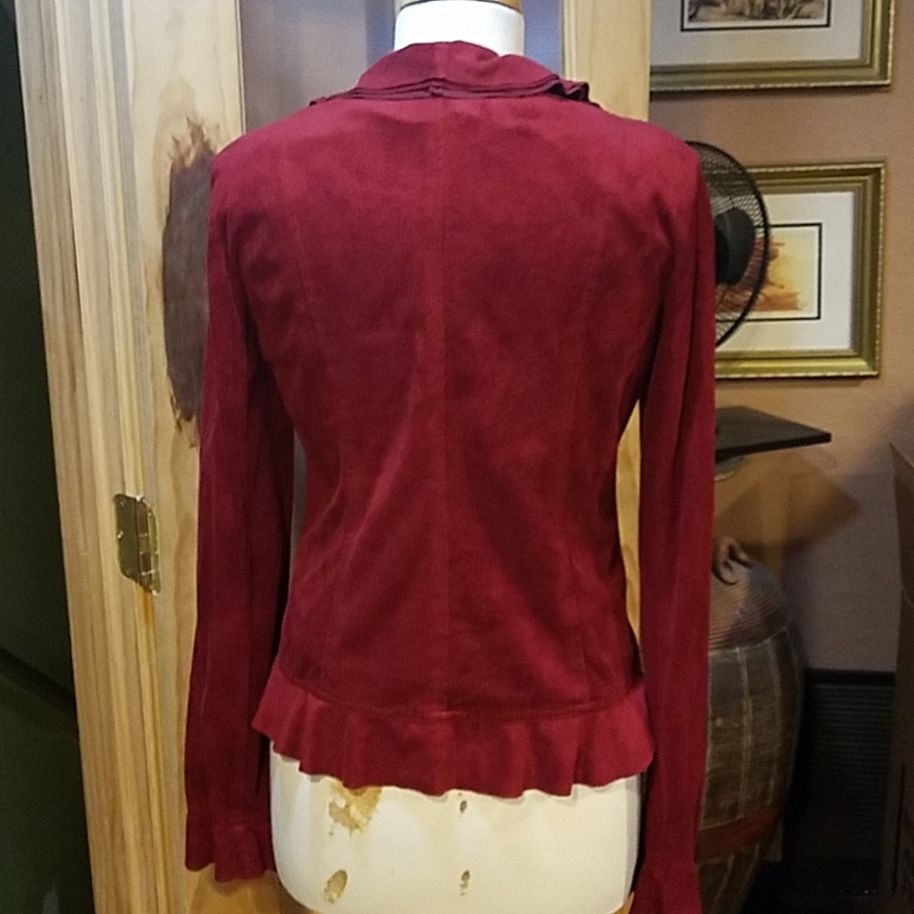 Red Polyester Sued Jacket - image 3